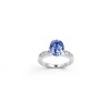 925 Sterling Silver Lab-Created Cornflower Blue Sapphire Ring | Oval Brilliant Cut | Baguette-Accent Shoulders