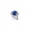 925 Sterling Silver Lab-Created Cornflower Blue Sapphire Ring | 10 mm Square Cushion Brilliant Cut | Floral Halo