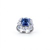925 Sterling Silver Lab-Created Cornflower Blue Sapphire Ring | 10 mm Square Cushion Brilliant Cut | Floral Halo