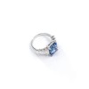 925 Sterling Silver Lab-Created Cornflower Blue Sapphire Ring | Cut-Corner Rectangular Gemstone | Elegant Statement Jewelry
