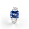 925 Sterling Silver Lab-Created Cornflower Blue Sapphire Ring | Cut-Corner Rectangular Gemstone | Elegant Statement Jewelry