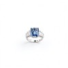 925 Sterling Silver Lab-Created Cornflower Blue Sapphire Ring | Cut-Corner Rectangular Gemstone | Elegant Statement Jewelry