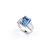 925 Sterling Silver Lab-Created Cornflower Blue Sapphire Ring | Cut-Corner Rectangular Gemstone | Elegant Statement Jewelry