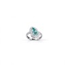 925 Sterling Silver Two-Stone Gourd-Shaped Lab-Created Paraiba-Color Green Garnet Ring | Pavé Accents