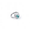 925 Sterling Silver Two-Stone Gourd-Shaped Lab-Created Paraiba-Color Green Garnet Ring | Pavé Accents