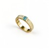925 Sterling Silver Lab-Created Paraiba-Color Green Garnet Ring | Rounded-Rectangle Center | Ribbed Band