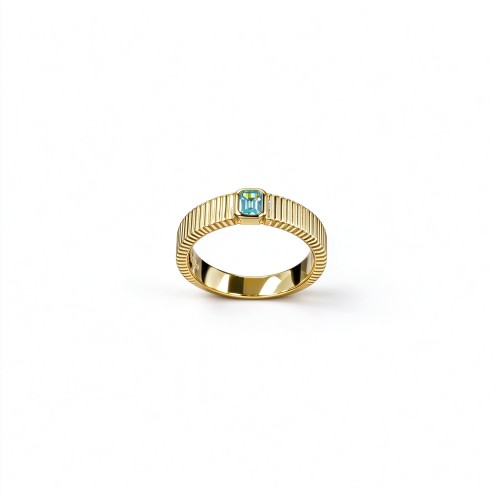 925 Sterling Silver Lab-Created Paraiba-Color Green Garnet Ring | Rounded-Rectangle Center | Ribbed Band