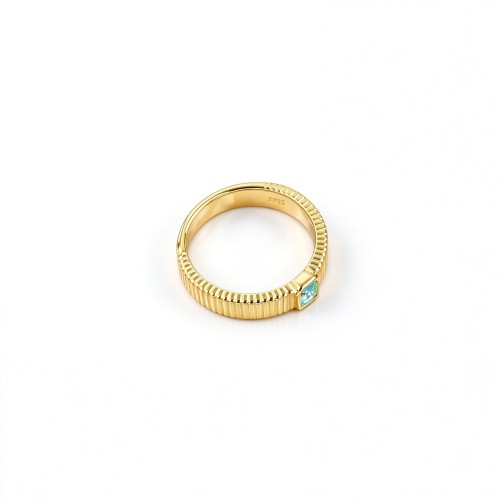925 Sterling Silver Lab-Created Paraiba-Color Green Garnet Ring | Rounded-Rectangle Center | Ribbed Band