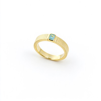 925 Sterling Silver Lab-Created Paraiba-Color Green Garnet Ring | Rounded-Rectangle Center | Ribbed Band
