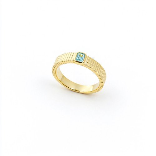 925 Sterling Silver Lab-Created Paraiba-Color Green Garnet Ring | Rounded-Rectangle Center | Ribbed Band