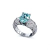 925 Sterling Silver Lab-Created Paraiba-Color Green Garnet Ring | Pear-Shaped Center | Pavé Accent Band
