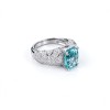 925 Sterling Silver Lab-Created Paraiba-Color Green Garnet Ring | Pear-Shaped Center | Pavé Accent Band