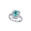 925 Sterling Silver Lab-Created Paraiba-Color Green Garnet Ring | Oval Center | Halo Setting