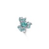 925 Sterling Silver Lab-Created Paraiba-Color Green Garnet Floral Cluster Ring