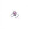 925 Sterling Silver Lab-Created Padparadscha Sapphire Ring | Pink Rectangular Center | Halo Setting