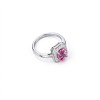 925 Sterling Silver Lab-Created Padparadscha Sapphire Ring | Pink Rectangular Center | Halo Setting