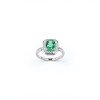 925 Sterling Silver Colombian Lab-Created Emerald Ring | Clipped-Corner Rectangular Center | Halo Setting