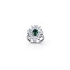 925 Sterling Silver Lab-Created Emerald Ring | Starburst Halo | Green Center Stone