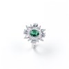 925 Sterling Silver Lab-Created Emerald Ring | Starburst Halo | Green Center Stone