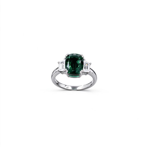 925 Sterling Silver Lab-Created Emerald Ring | Oval-Cut Green Gemstone | Timeless Elegance