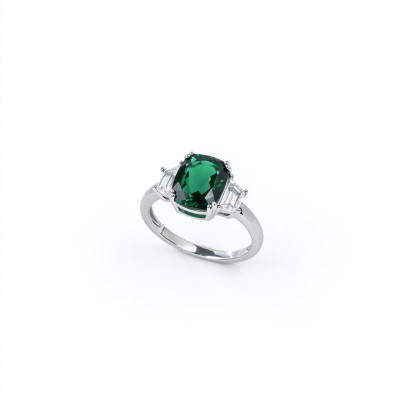 925 Sterling Silver Lab-Created Emerald Ring | Oval-Cut Green Gemstone | Timeless Elegance