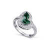 925 Sterling Silver Two-Stone Gourd-Shaped Lab-Created Emerald Ring | Pavé Accents