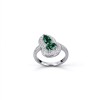 925 Sterling Silver Two-Stone Gourd-Shaped Lab-Created Emerald Ring | Pavé Accents