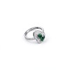 925 Sterling Silver Two-Stone Gourd-Shaped Lab-Created Emerald Ring | Pavé Accents
