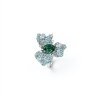 925 Sterling Silver Lab-Created Emerald Floral Cluster Ring | Pavé Accent Statement Jewelry