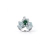 925 Sterling Silver Lab-Created Emerald Floral Cluster Ring | Pavé Accent Statement Jewelry