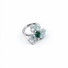 925 Sterling Silver Lab-Created Emerald Floral Cluster Ring | Pavé Accent Statement Jewelry