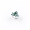 925 Sterling Silver Lab-Created Emerald Floral Cluster Ring | Pavé Accent Statement Jewelry