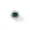 925 Sterling Silver Octagon-Cut Lab-Created Emerald Ring | Halo Setting | Vintage Statement Jewelry
