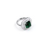 925 Sterling Silver Octagon-Cut Lab-Created Emerald Ring | Halo Setting | Vintage Statement Jewelry