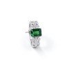 925 Sterling Silver Octagon-Cut Lab-Created Emerald Ring | Pavé Accent Band