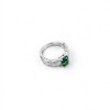925 Sterling Silver Octagon-Cut Lab-Created Emerald Ring | Pavé Accent Band