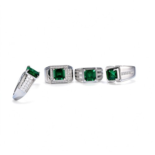925 Sterling Silver Lab-Created Emerald Ring | Pear-Cut Green Gemstone | Elegant Fine Jewelry