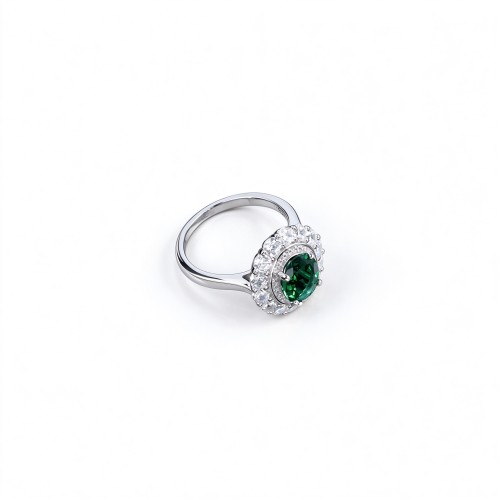 925 Sterling Silver Lab-Created Emerald Ring | Oval-Cut Green Gemstone | Timeless Elegance