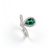 925 Sterling Silver Lab-Created Emerald Ring | Pear-Cut Green Gemstone | Elegant Fine Jewelry