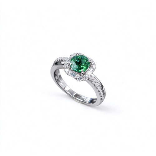 925 Sterling Silver Lab-Created Emerald Ring | Green Gemstone | Classic Elegant Jewelry