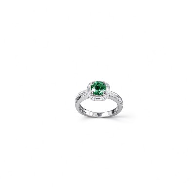 925 Sterling Silver Lab-Created Emerald Ring | Green Gemstone | Classic Elegant Jewelry