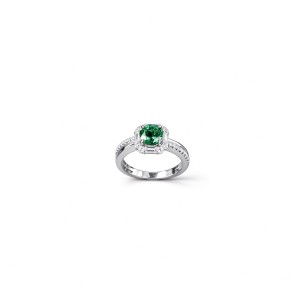 925 Sterling Silver Lab-Created Emerald Ring | Green Gemstone | Classic Elegant Jewelry