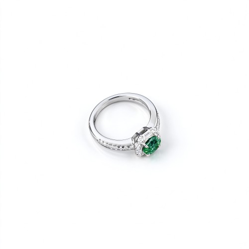 925 Sterling Silver Lab-Created Emerald Ring | Green Gemstone | Classic Elegant Jewelry