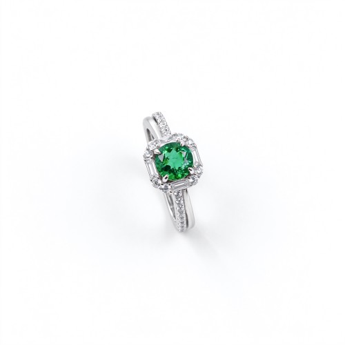 925 Sterling Silver Lab-Created Emerald Ring | Green Gemstone | Classic Elegant Jewelry
