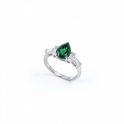 925 Sterling Silver Lab-Created Emerald Ring | Green Gemstone | Elegant Statement Jewelry