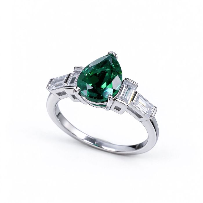 925 Sterling Silver Lab-Created Emerald Ring | Green Gemstone | Elegant Statement Jewelry