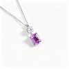 925 Sterling Silver Lab-Created Pink Sapphire Necklace | Emerald-Cut Pendant
