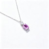 925 Sterling Silver Lab-Created Pink Sapphire Necklace | Emerald-Cut Pendant