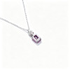 925 Sterling Silver Lab-Created Pink Sapphire Necklace | Emerald-Cut Pendant