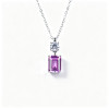 925 Sterling Silver Lab-Created Pink Sapphire Necklace | Emerald-Cut Pendant